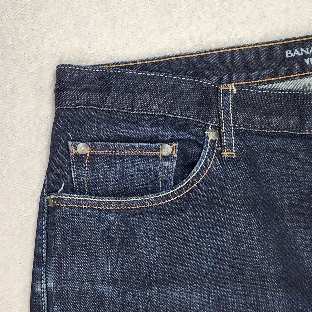 Banana Republic Mens 34x32 Vintage Straight Denim Jeans Dark Wash Cotton